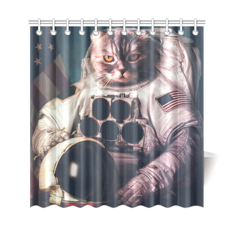 Interestprint Universe Galaxy Space Hipster Astronaut Cat Home Decor Polyester Fabric Shower Curtain Bathroom Sets