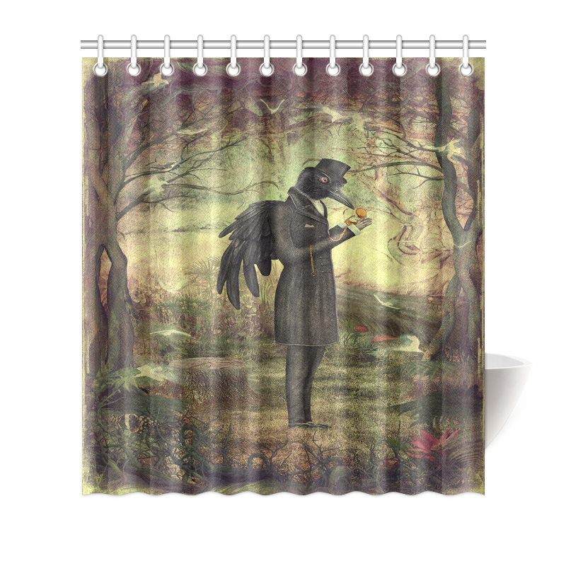 Interestprint Home Bathroom Decor Forest Tree Birds Raven Shower
