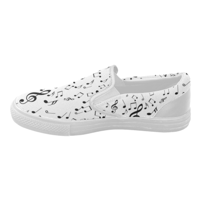 InterestPrint White Music Note Casual Slip-on Canvas Women's Fashion Sneakers Shoes