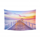 InterestPrint Beautiful Sunset Wall Art Home Decor, Wooded Bridge in the Ocean Cotton Linen Tapestry Wall Hanging Art Sets