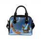 InterestPrint Santa Claus Rides Reindeer Christmas PU Leather Purse Handbag Shoulder Bag